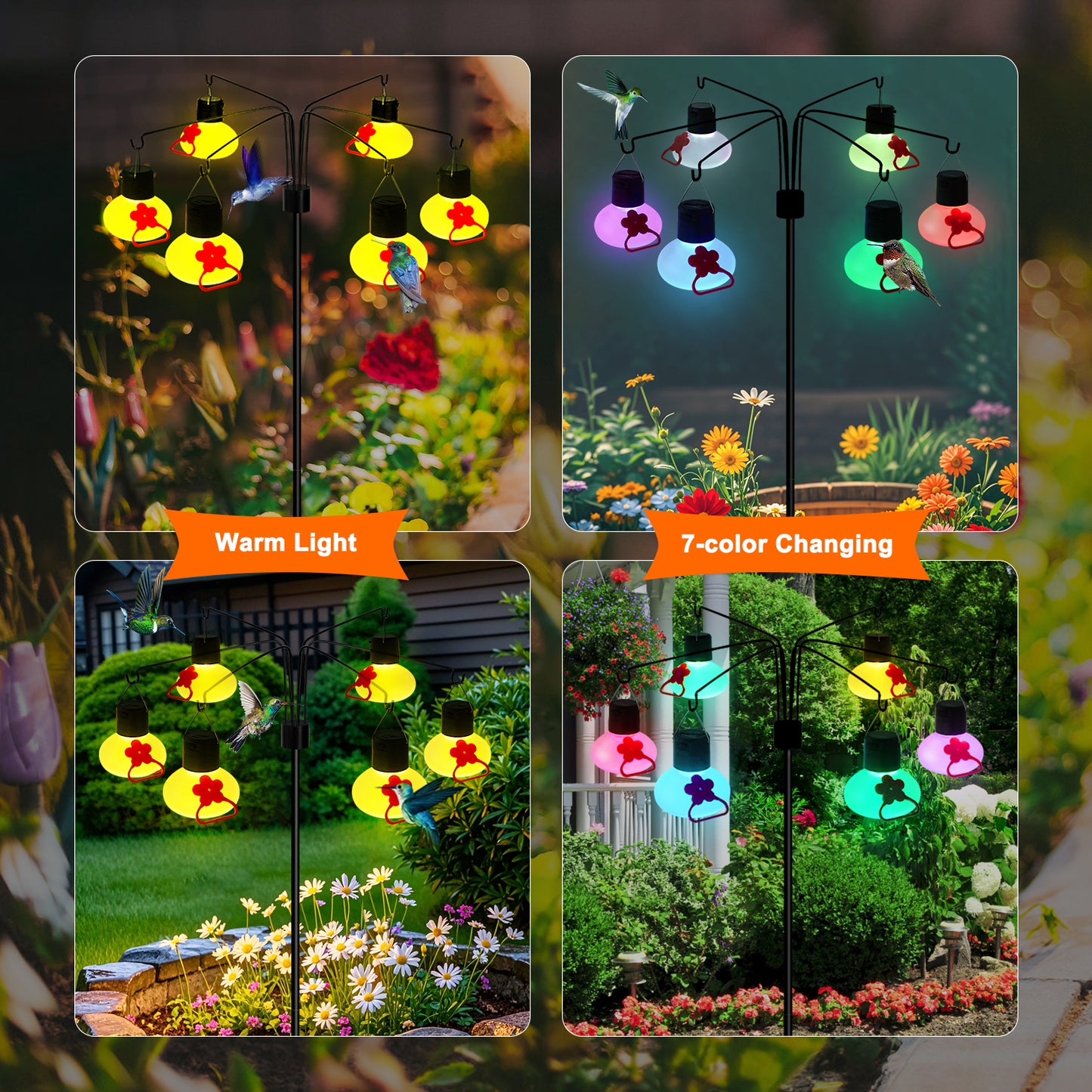 Solar garden lights hanging with Shepherd Hook