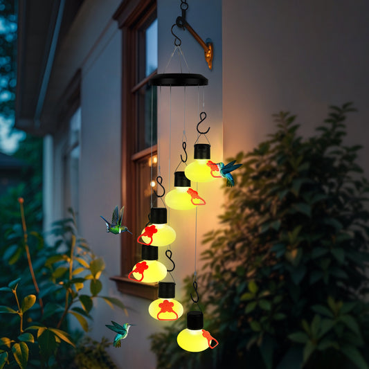 Solar Wind Chime Hummingbird Feeder