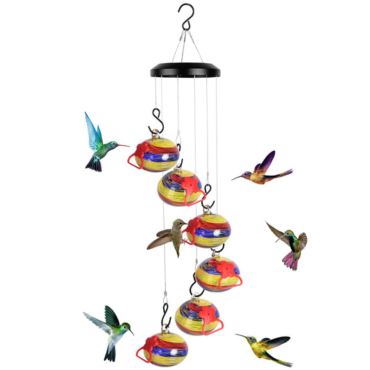 Wind chime hummingbird feeder