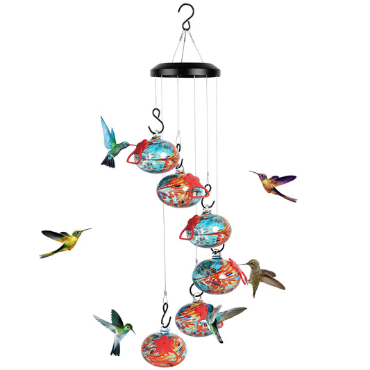 Wind chime hummingbird feeder