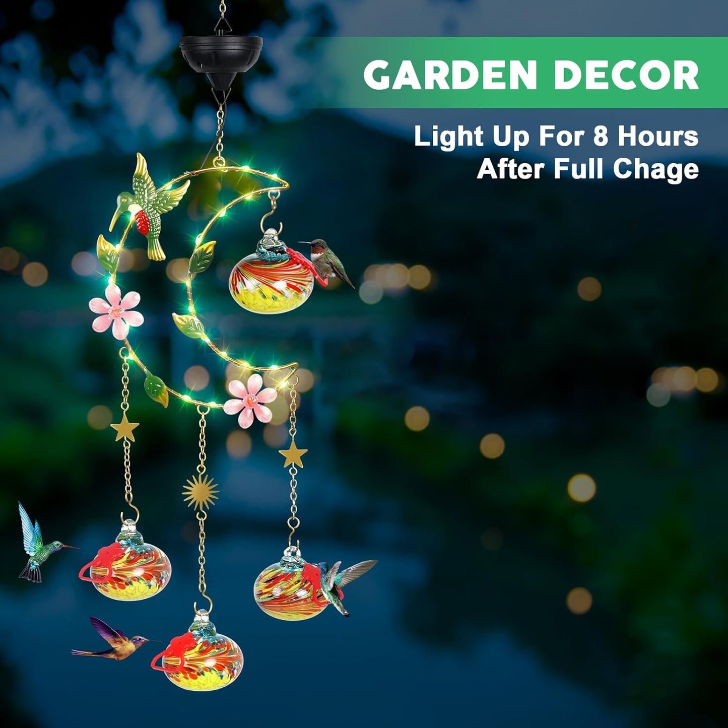 Solar Moon Light Hummingbird Feeders