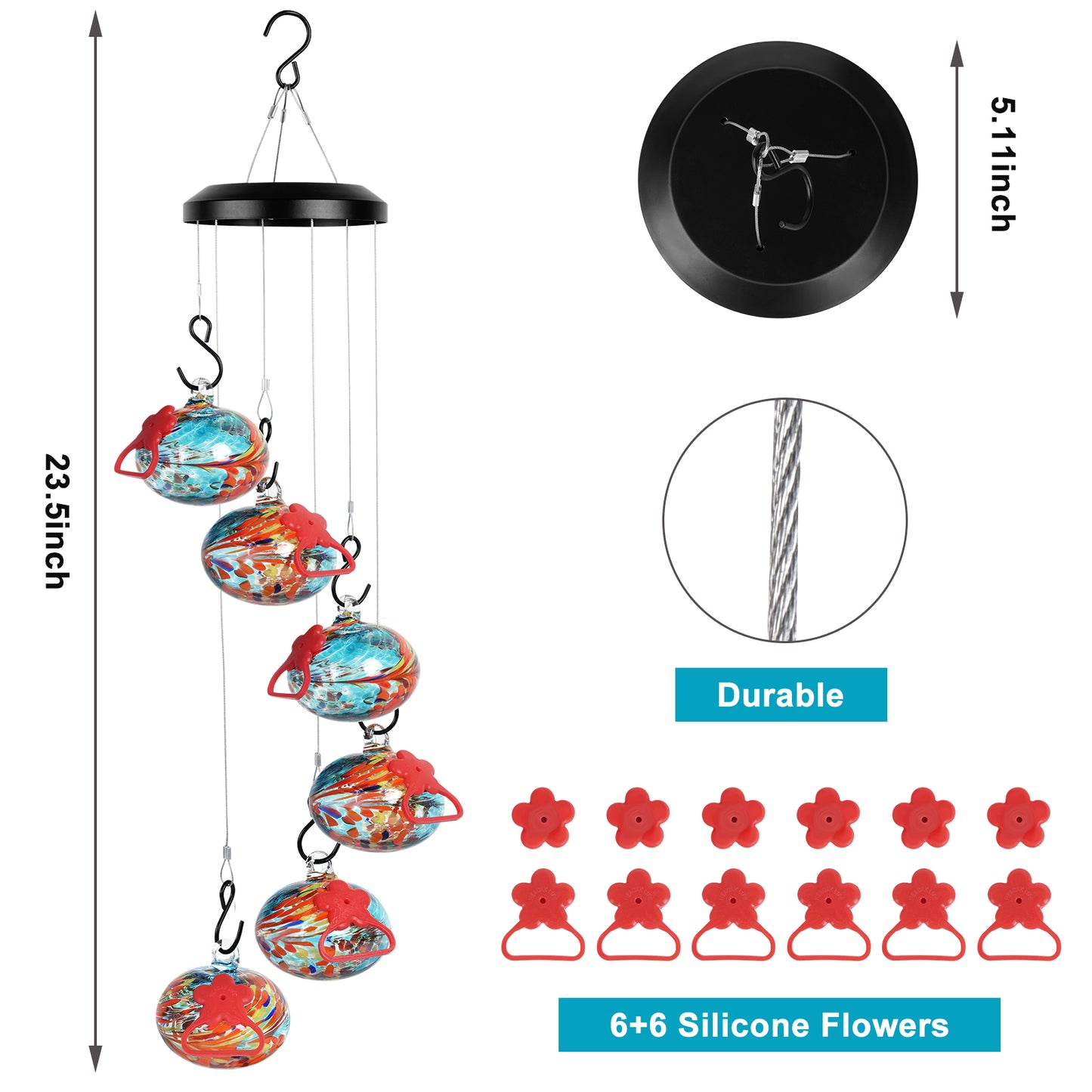 Wind chime hummingbird feeder