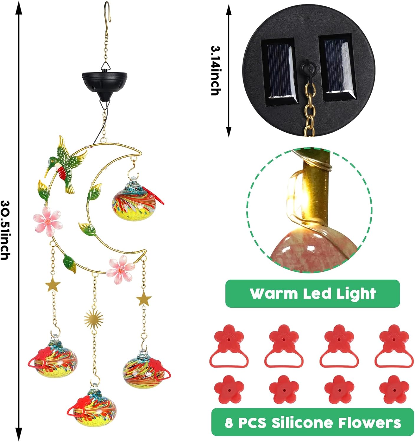 Solar Moon Light Hummingbird Feeders