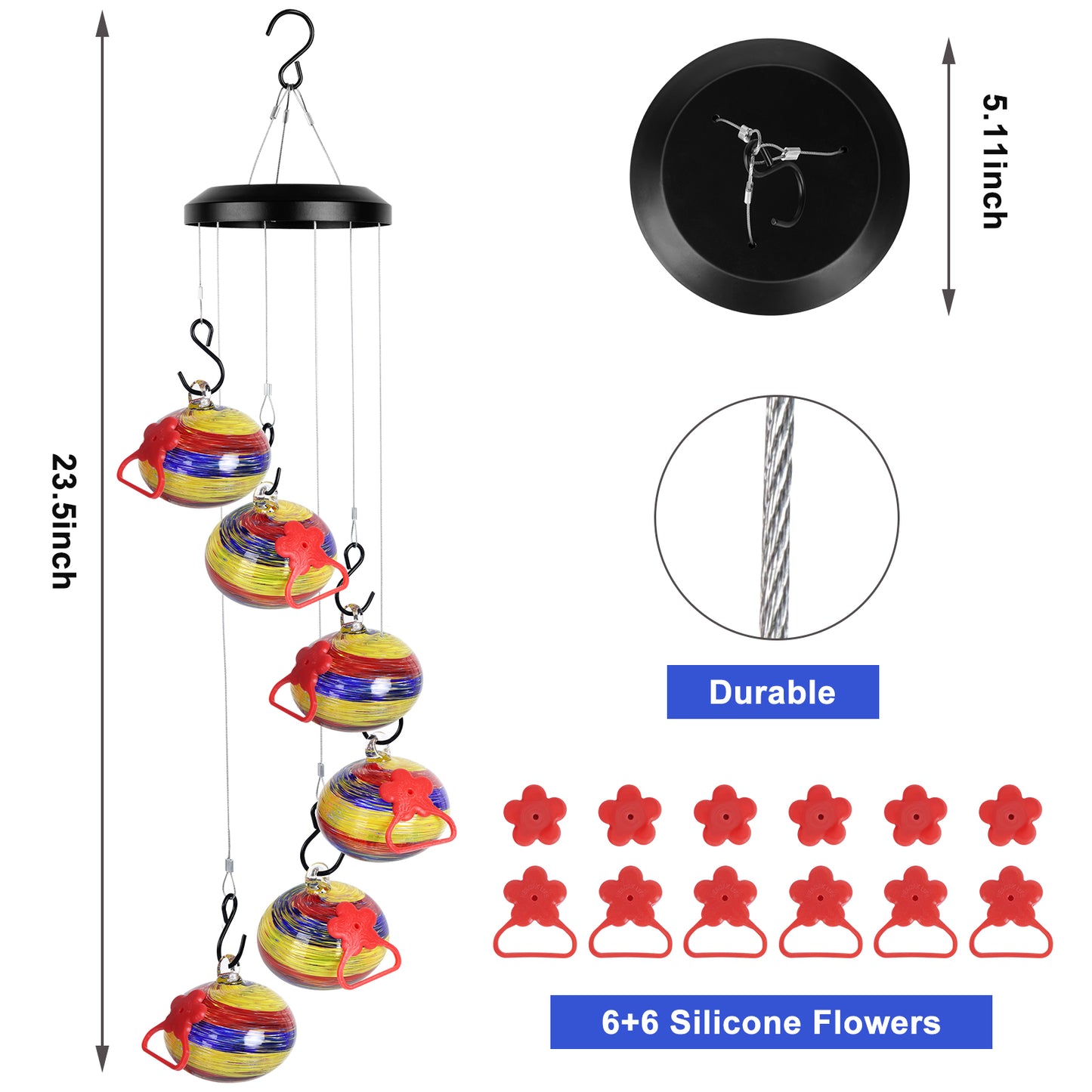 Wind chime hummingbird feeder