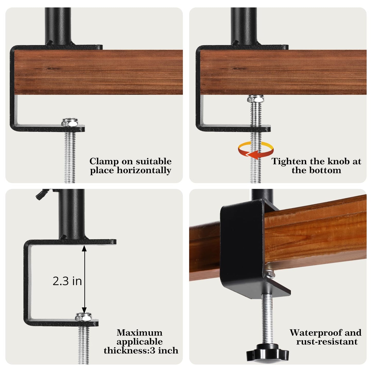 Headak life 15 inch Hummingbird Feeder Deck Hook for Railing, Hand Blown Glass Hummingbird Feeders for outdoors with Clamp-On Stand, Adjustable Outdoor Bird Feeder Pole for Deck,Garden Gifts for Women